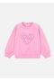 Girl's Embroidered Sweatshirt Pink 3449 - 4