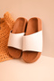 Leonardo White Skin Flat Lightweight Cork Sole Men's Slippers - 2