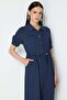 Elastic Waist Midi Dress with Ornamental Pockets - 5