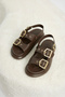 Women's Brown Rubber Sole Double-Striped Buckle Detailed Sandals - 2