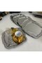 Stainless Steel 6 Pieces Daisy Model Square Edge Patterned Serving Tray - 3