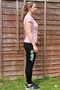 Women's Black Shiny Bird-Printed Leggings High Waist Gathering Sports Pro - 3