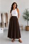Women's Tencel Fabric Skirt with Elastic Waist and Pocket Detail