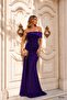 Women's Strapless Neckline Sequin Detailed Silvery Tail Draped Fish Tail Long Evening Dress - 2