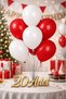 Metallic Red White Shiny 20 Pieces (10+10) Balloons Birthday Celebration Ornament and Material