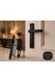 Square Mirrored Room Door Handle Full Set Matte Black Aluminum Handle 40 mm