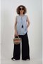 Navy Blue Elastic Waist Palazzo Pants