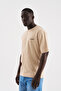 Men's Basic Relaxed Slim Cotton T-Shirt Beige - 3