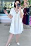 V-Neck Striped Viscose Dress 6Y299