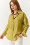 Women's Textured Transparent Shirt Oil Green