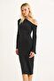 Lycra Soft Flounce Sleeve Stylish Dress Black - 4