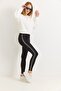 Women's silver glitter stone stripe leggings black - 3