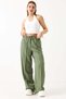 Women's Loose Fit Striped Linen Trousers Khaki - 2