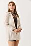 Women's double-breasted lapel tencel summer jacket with stone embellishments - 4