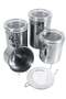 Set of 4 Stainless Steel Canisters, Airtight Food Storage Canister Set with Clear Lid - 4