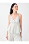 Blue Halter Neck Top with Metal Accessory Detail - 2