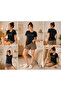 Women's Leopard Patterned Shorts Pajama Set Dreams Printed Short Sleeve Summer Home Wear - 2