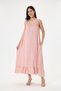 Powder Pink Italian 100% Linen Shoulder and Collar Mesh Detailed Jacket 2-Piece Set Long Dress 38 - 44 Size - 3