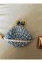 Handmade Blue Knitted Coin Purse with Colorful Clip, 100% Cotton - 4