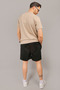 Men's Black Pique Fabric Relaxed Fit Bermuda Shorts with Double Leg Pockets - 3