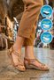 Camel Patterned Embroidered Soft Sole Women's Sandals 4053 Z