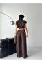 Women's Drawstring Crop Blouse and High Waist Palazzo Pants Two Piece Set - 8