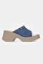Women's Blue Suede Genuine Leather Platform Stone-Embellished Daily Slippers - 5