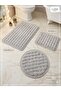 Bathroom Mat Set Special Design Wicker Detailed Special Cut Modern Design 3 Piece Toilet Set - 3