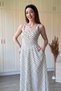 Polka Dot Strappy Flared Midi White Dress - 3