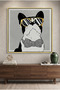 Cool Boston Terrier Abstract Wall Art | Framed Canvas Print with Gold Foil Embossed | Luxury Modern Decor for Living Room, Bedroom, Office & Gift