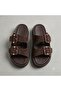 (Park Moda) Double Buckle Comfortable Daily Women's Slippers Brown - 3