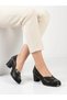 Women's Black Nubuck Genuine Leather Orthopedic Sole Heeled Casual Shoes - 2