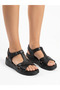 Genuine Leather Black Orthopedic Sole Women's Sandals Suitable for Heel Spurs - 6