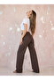Hayal Acı Kahve Women's Lycra High Waist Palazzo Jeans Loose Denim Trousers - 4