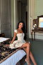 Beige Smetana Button Detailed Short Sleeve Stylish Mini Dress Ate-2162 - 3