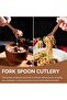 Wooden Spoons and Forks, 4pcs Wooden Spoons Fork Utensil Set Spoon Fork Cutlery Set Dinner Utensil Set - 3