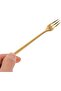 6 Pcs Stainless Steel Fork Spoon, Dessert Forks Cute Decorative Fruit Small Metal Cake Forks, Table Set (Gold) - 6