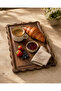 Rectangular Daisy Line Detailed Natural Wood Cheese and Presentation Plate, Coffee Tray, Oil Container, Pastry and Cake Stand 100% Pine Wood - 6