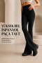 Leggings Women's Cotton Knitted Spanish Leg High Waist Black, Beige - 5