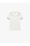Cotton Color Block Short Sleeve Polo Neck School T-Shirt - 5