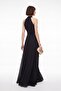 Women's Black Halter Neck Chiffon Long Evening Dress - 6