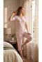 Angelique Bamboo Fabric Short Sleeve Ruffle and Bow Detailed Floral Patterned Women's Capri Suit 22331-22332 - 3