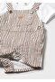 Baby Boy Brown Striped Salopet - 4