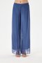 Women's Blue Italian Elastic Waist Wide Leg Silk Trousers 38 - 48 Size - 4