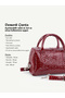 Patterned Burgundy Patent Leather Shk184 Faux Leather, Single Compartment with Zipper, Strap, Hand, Arm and Shoulder Bag - 5