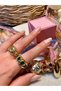 Gold Green Zircon Stone Vintage Adjustable Anti-Tarnish Ring - 4
