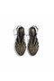 Khaki Snake Leather Piping Women's Daily Sandals