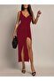 Women's asymmetrical hem long dress with straps, crossover neck, and imported fabric. - 3