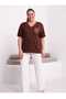 Women's V-Neck Viscose Blouse with Embroidered Collar and Pocket - 4