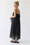 4936 Women's Polka Dot Strappy A-Line Lined Long Dress Black - 5